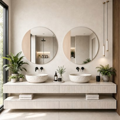 LENA WOOD ROUND MIRROR