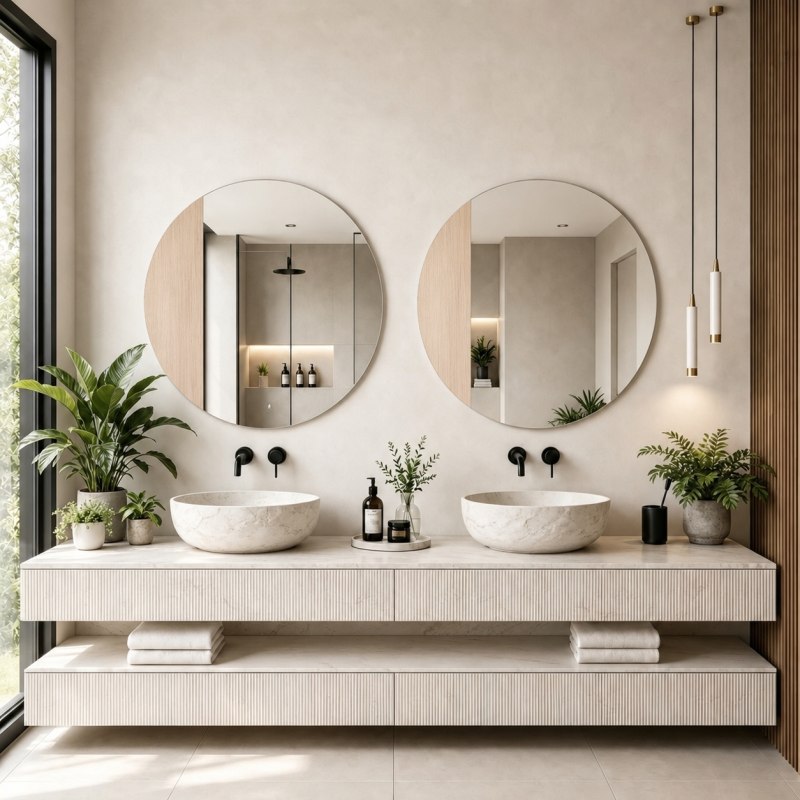 LENA WOOD ROUND MIRROR