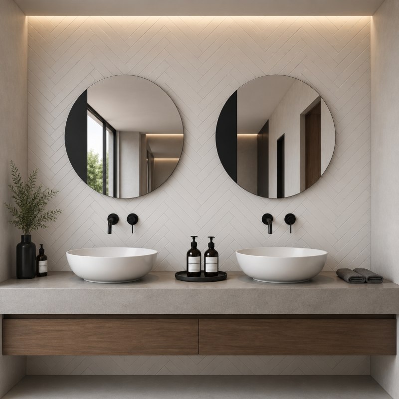 LENA BLACK ROUND MIRROR